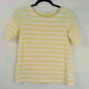 Scalloped Neck Striped Blouse preppy